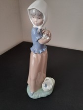 Nao Girl Figure - GIRL WITH PUPPY AND BASKET