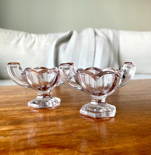 Pair vintage art deco glass - of,