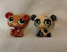 LPS Littlest Pet Shop Figures - 1303 Brown Bear & 658 Panda Bear (T2177)