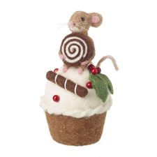 Felt Mouse on Cupcake Christmas Decoration Unique Ornament by Heaven Sends