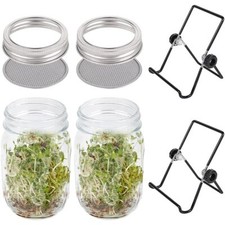 -16/32oz Sprouting Jar Cover Kit Sprouter Germination Cover Mason Jar with Stand