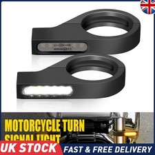 2X Amber White Front Motorcycle 39mm Fork LED Turn Signal Light Indicator DRL UK