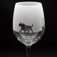American Bulldog Dog Crystal Wine Glass - Hand Etched/Engraved Gift