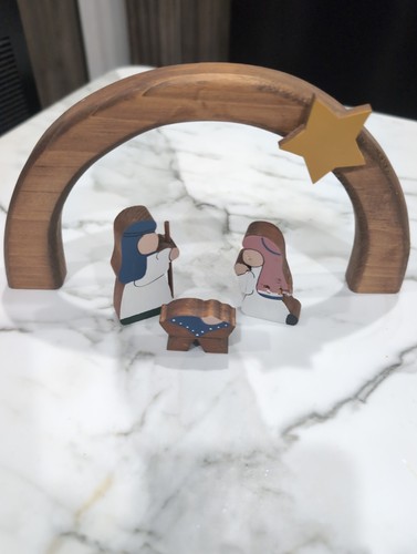 Vintage wooden nativity scene - wooden,