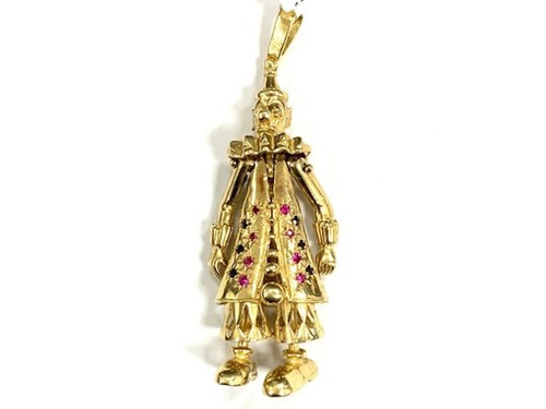 9ct clown with stones - stones, yellow