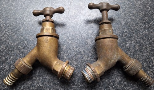 Vintage brass taps threaded - brass,