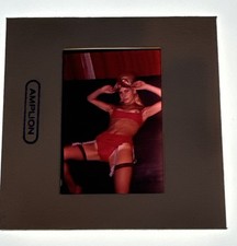 GLAMOUR  PHOTO SLIDE.WOMAN,MODEL,SOFA,STOCKINGS,PANTIES,TOPLESS. c1960’s