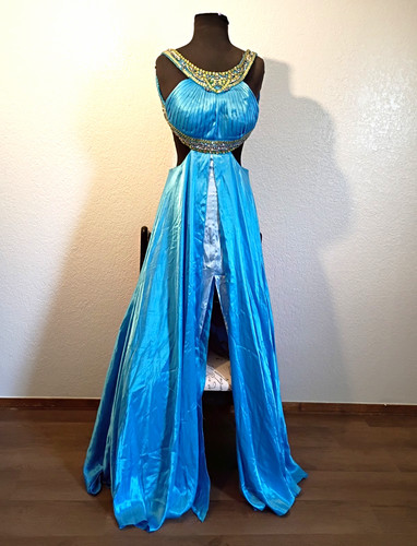Sherri hill blue satin - sherri, beaded