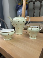 Antique Fleur De Lis Aynsley Corset teapot Set With Milk jug And Sugar green 💖