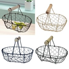 Metal Wire Egg Basket Snack Basket Vintage Farmhouse Kitchen Organizer