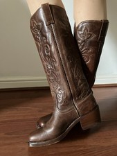 BUFFALO WOMEN'S BOOTS SHOES BROWN LEATHER SIZE 39 GENUINE REAL COWBOY A & 1 THE
