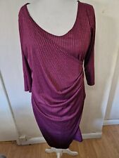 BNWT Little Mistress Party Dress. Size 20. Magenta, Ribbed, Wrap Front. Fitted,