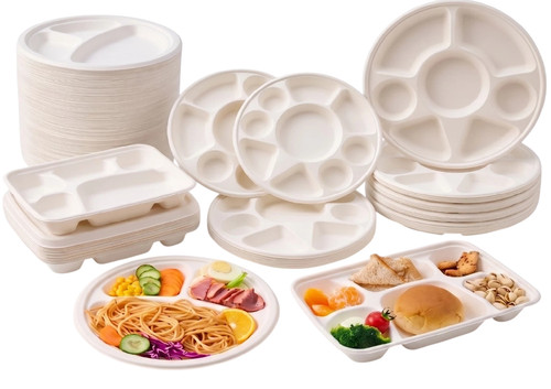 Bagasse compartment plates - bagasse,