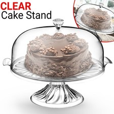 Large Cake Stand with Lid Dome Crystal Effect Finish Cake Display Serving Plate