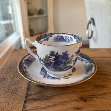 Vintage Salisbury Crown China Chinoiserie Pagoda Pattern Tea Cup Saucer Dúo Set