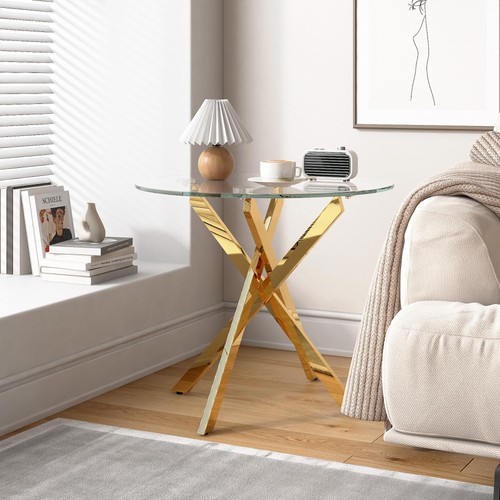Goldfan glass end table - goldfan, with