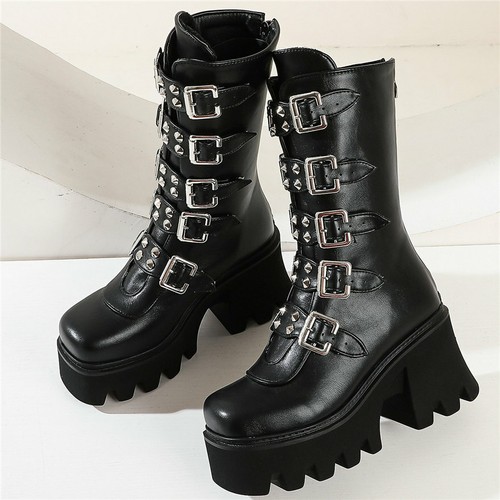 Womens punk rivet - shoes, wedge