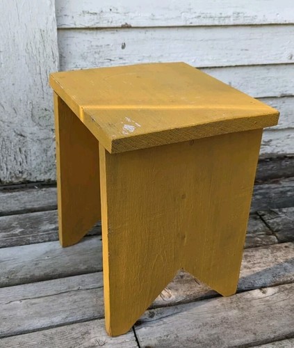 Vintage yellow handmade - yellow, stool