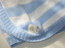 Newborn Wrap  Bamboo Pram Blanket Knitted Stripe Sky Blue White OLLIBOO Baby Boy