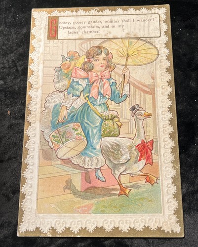 1910 embossed lady shopping - 1910,