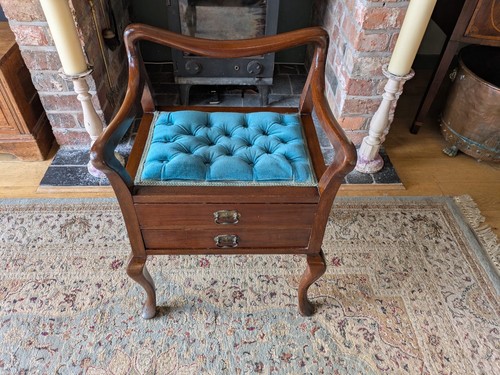Antique mahogany piano - mahogany, stool