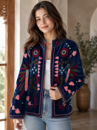 Blue heart velvet - blue,