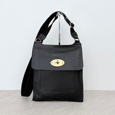 Mulberry Antony Large Leather Shoulder Bag Crossbody Black Gold Hardware Japan