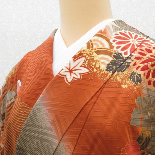 Furisode kimono silk mandarin - silk,
