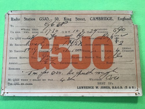 British qsl radio card 1929 - qsl,