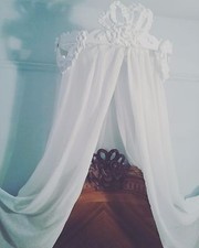 Antique French style bed ciel de lit half tester bed canopy Chateau chic...