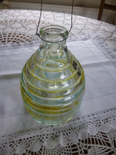 Vintage glass beehive hanging - glass,