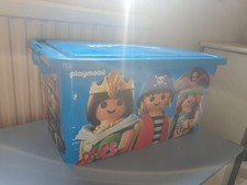 Playmobil Pirate Storage Tub, Approx 40 Non Playmobil figures, 2 Buses, 1 Snake