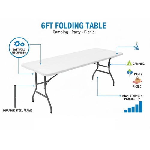 6ft folding table portable - 6ft,