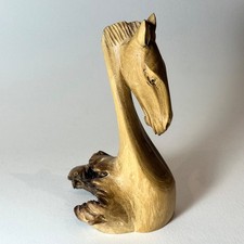 Vintage art Horse-Head Sculpture From burr Parasite Wood handmade artisan.