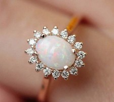 18K gold plated classic antique look cluster moonstone opal ring sale size 56