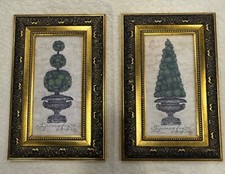 Limited Edition Topiary Fig prints by Kathryn Clarke Gold & Black Frames Vintage