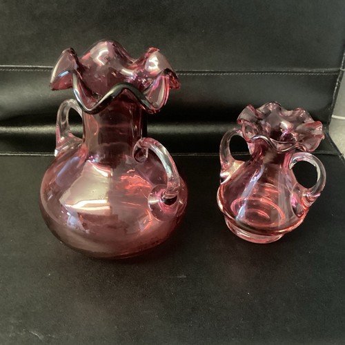 Vintage cranberry glass - glass, duo