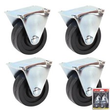 Dekton 4pc Swivel & Fixed Castor Wheels Trolley Furniture Rubber 40mm
