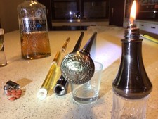 Walking/Tippling/Gadget Stick With Lighter,Flasks And Tablet Holder