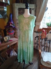 Vintage Norman Linton Midi Dress 18 Green/White Sleeveless 