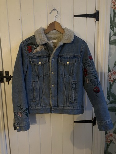 Sandro shearling denim jacket - denim,