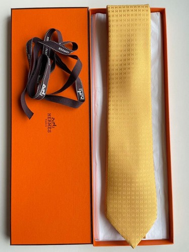 Hermes yellow pattern tie - hermes,