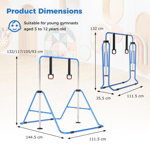 Kids gymnastic bar adjustable - kids,