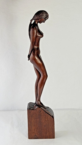 Hand carved wooden female - female, nude