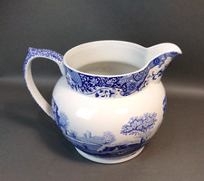 Spode Extra Large Blue & White Italian Jug/Pitcher - Porcelain Made In England A
