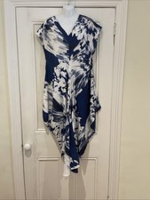 Chesca Hankerchief Dress - Navy Blue White Floral - Size 2 (UK 16 - 18)