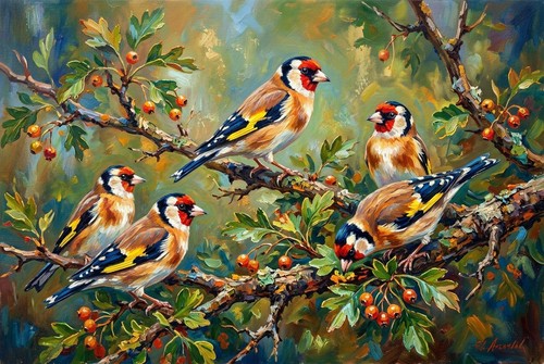 Goldfinch birds canvas - canvas, picture