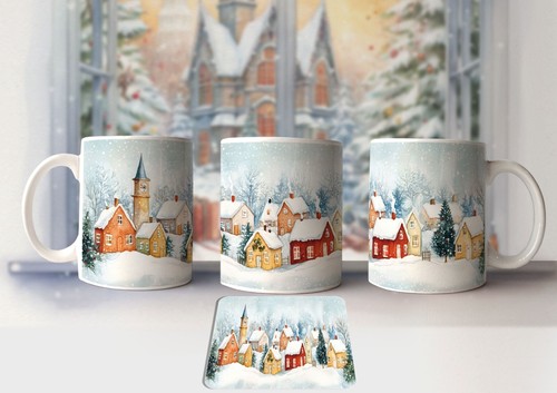 Christmas winter scene mug - christmas,