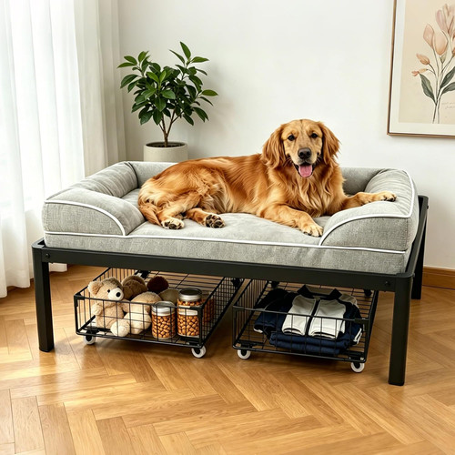 Elevated dog bed frame with - dog,