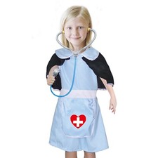Kids Doctor Nurse Costume Set – Pretend Play Fancy Dress Outfit w/ Medical Tools